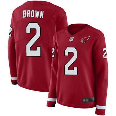 Nike Arizona Cardinals #2 Marquise Brown Red Team Color Women's Stitched NFL Limited Therma Long Sleeve Jersey